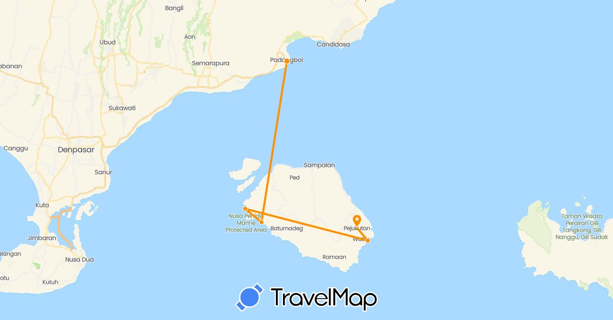 TravelMap itinerary: driving, hitchhiking in Indonesia (Asia)